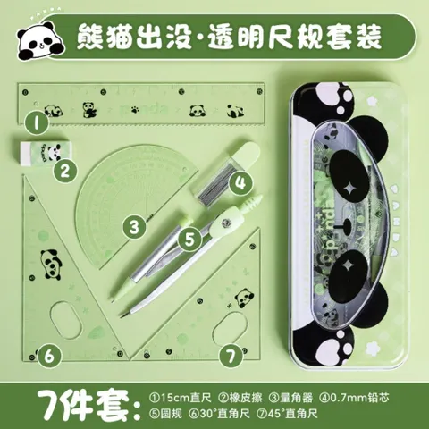 bộ thước compa 7 món nhiều màu sắc