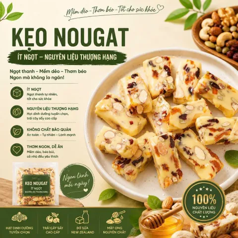 Kẹo nougat ít ngọt vị truyền thống