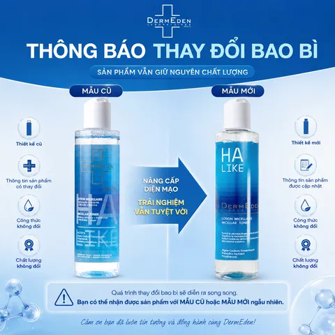 Nước hoa hồng và tẩy trang 2 trong 1 DermEden HA-Like Micellar Toner 200ml