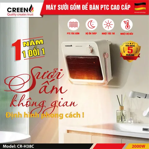 Máy sưởi gốm PTC cao cấp CREEN CR-H38C