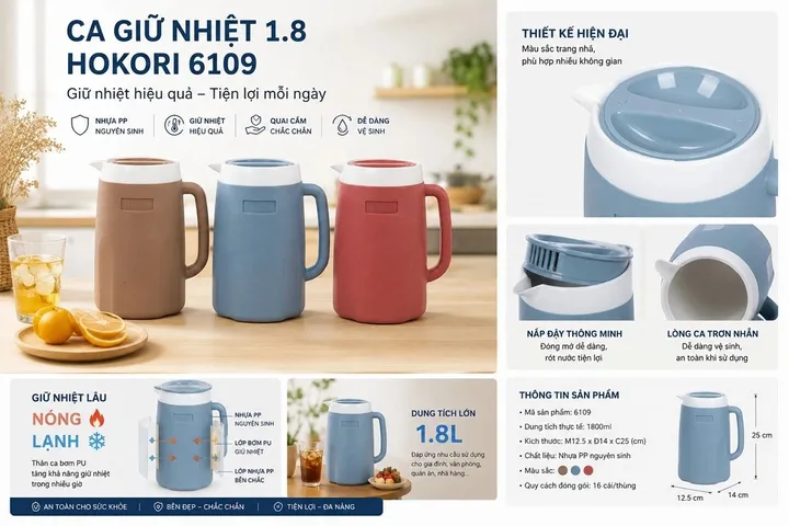 Ca Giữ Nhiệt 1.8L Hokori 6109