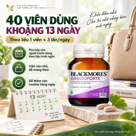Viên uống Blackmores Ginkgoforte chiết xuất bạch quả hỗ trợ trí nhớ - Lọ 40 viên