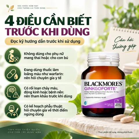 Viên uống Blackmores Ginkgoforte chiết xuất bạch quả hỗ trợ trí nhớ - Lọ 40 viên