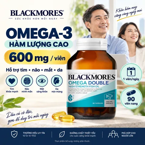 Dầu Cá Omega 3 Blackmores Double High Strength 90 Viên - Bổ Sung EPA DHA Hỗ Trợ Tim Mạch, Não Bộ và Thị Lực
