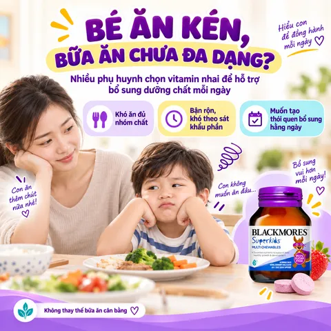 Viên Nhai Vitamin Tổng Hợp Blackmores Superkids Multi Cho Bé (60 Viên) - Dinh Dưỡng Thiết Yếu Từ Úc, Nguyên Liệu Lành Tính