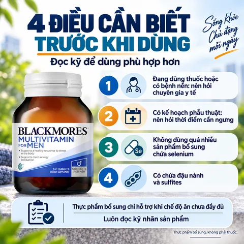 Viên uống Blackmores Multivitamin For Men hỗ trợ sức khỏe nam giới - Lọ 50 viên