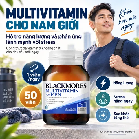 Viên uống Blackmores Multivitamin For Men hỗ trợ sức khỏe nam giới - Lọ 50 viên