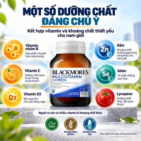 Viên uống Blackmores Multivitamin For Men hỗ trợ sức khỏe nam giới - Lọ 50 viên