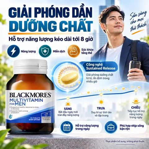 Viên uống Blackmores Multivitamin For Men hỗ trợ sức khỏe nam giới - Lọ 50 viên