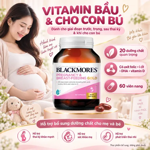 Viên uống Blackmores Pregnancy & Breast-Feeding Gold cho mẹ bầu - Hộp 60 viên
