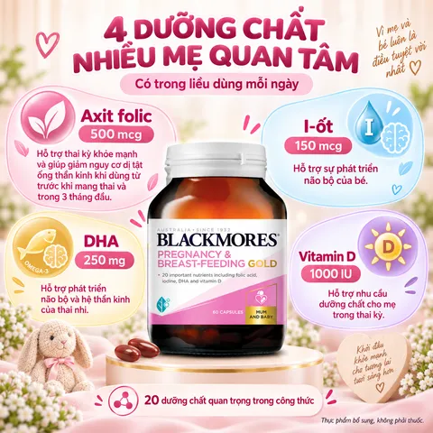 Viên uống Blackmores Pregnancy & Breast-Feeding Gold cho mẹ bầu - Hộp 60 viên