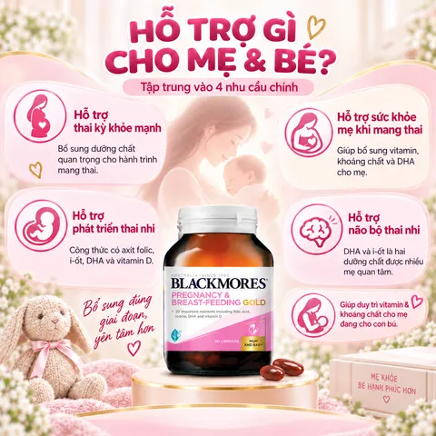 Viên uống Blackmores Pregnancy & Breast-Feeding Gold cho mẹ bầu - Hộp 60 viên