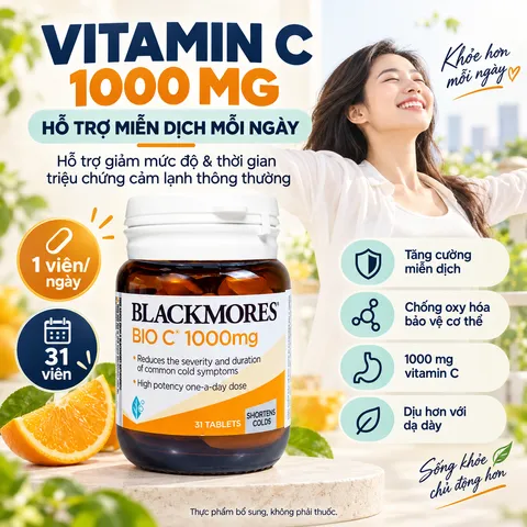 Blackmores Bio C 1000mg 31 Viên - Vitamin C Tăng Đề Kháng Chống Oxy Hóa, Hỗ Trợ Sức Khỏe Tổng Thể, Viên Uống Bổ Sung Vitamin C