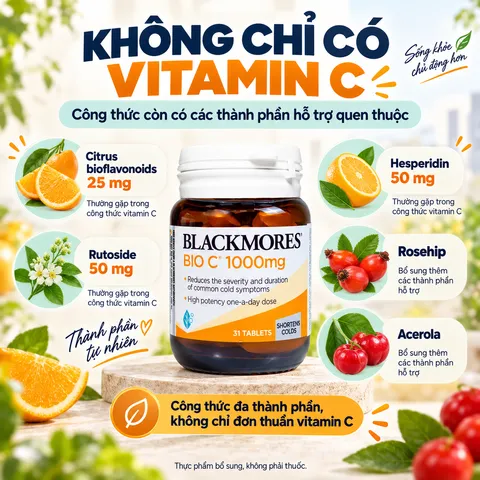 Blackmores Bio C 1000mg 31 Viên - Vitamin C Tăng Đề Kháng Chống Oxy Hóa, Hỗ Trợ Sức Khỏe Tổng Thể, Viên Uống Bổ Sung Vitamin C