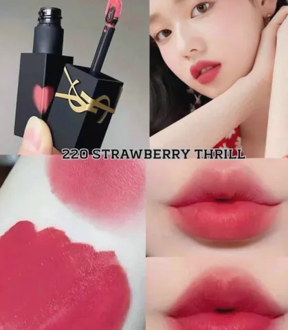 💄 Son Kem YSL 220 The Inks Blur Strawberry Thrill Chính Hãng – Hồng San Hô Nhẹ Lì Mịn Cao Cấp