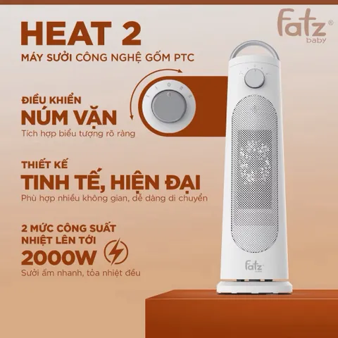 Máy Sưởi Gốm PTC Fatzbaby Heat 2 – Máy Sưởi Cho Bé An Toàn, Sưởi Phòng Nhanh
