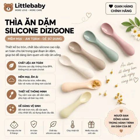 Thìa Ăn Dặm Silicon Cho Bé Dizigone – Muỗng Ăn Dặm Mềm An Toàn Cho Trẻ Nhỏ