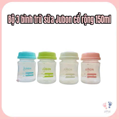 XẢ KHO Bộ 3 bình trữ sữa Jubon cổ rộng 150ml, nhựa PP cao cấp không chứa BPA an toàn bé cho bé