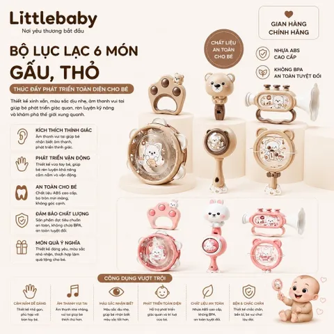 Bộ đồ chơi lục lạc 6 món cho bé siêu dễ thương, kích thích thính giác trẻ sơ sinh