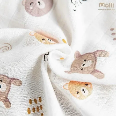 Hộp 6 khăn sữa sợi tre Premium bamboo Molli Kích thước 30x30cm mềm mịn, an toàn cho bé