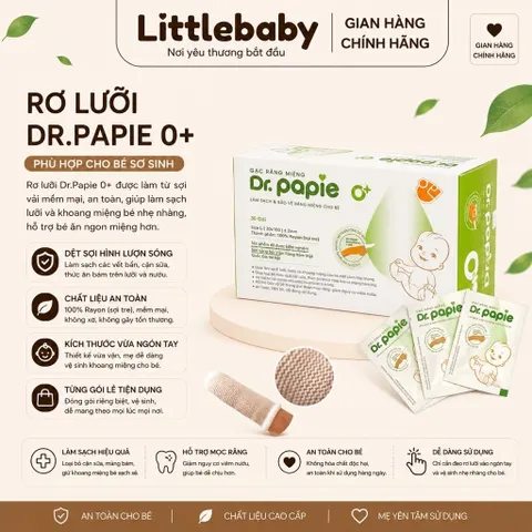 Gạc Rơ Lưỡi Dr Papie Chính Hãng – Gạc Vệ Sinh Răng Miệng Cho Bé Sơ Sinh, Trẻ Nhỏ