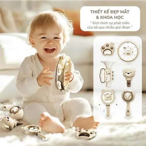 Bộ đồ chơi lục lạc 6 món cho bé siêu dễ thương, kích thích thính giác trẻ sơ sinh