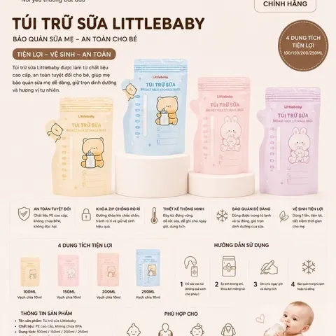 Túi Trữ Sữa Mẹ Molli 30 Túi/Hộp 150ml 200ml 250ml – Túi Trữ Sữa Khoá Zip Đôi Chống Tràn, Bảo Quản Sữa Mẹ