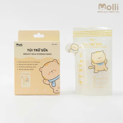 Túi Trữ Sữa Mẹ Molli 30 Túi/Hộp 150ml 200ml 250ml – Túi Trữ Sữa Khoá Zip Đôi Chống Tràn, Bảo Quản Sữa Mẹ