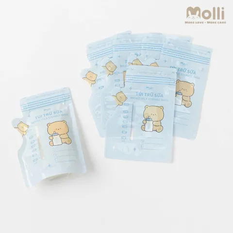 Túi Trữ Sữa Mẹ Molli 30 Túi/Hộp 150ml 200ml 250ml – Túi Trữ Sữa Khoá Zip Đôi Chống Tràn, Bảo Quản Sữa Mẹ