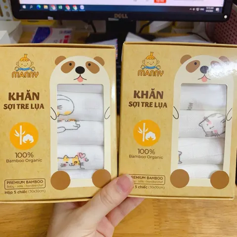 Set 5 khăn sợi tre lụa 100% cao cấp Manny