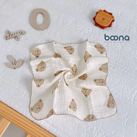 Khăn sữa Muslin Boona - Hộp 6 khăn xô sữa muslin 2 lớp cao cấp mềm mịn cho làn da bé