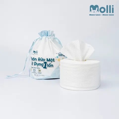 Khăn Rửa Mặt Sử Dụng 1 Lần Molli - Tiện lợi, an toàn, mềm mại và thấm hút tốt