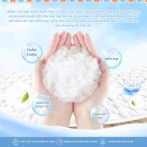 Khăn Rửa Mặt Sử Dụng 1 Lần Molli - Tiện lợi, an toàn, mềm mại và thấm hút tốt