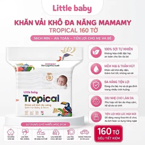 Khăn Vải Khô Mamamy Tropical 160 Tờ – Khăn Khô Đa Năng Cho Bé Sơ Sinh