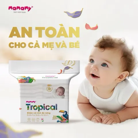 Khăn Vải Khô Mamamy Tropical 160 Tờ – Khăn Khô Đa Năng Cho Bé Sơ Sinh