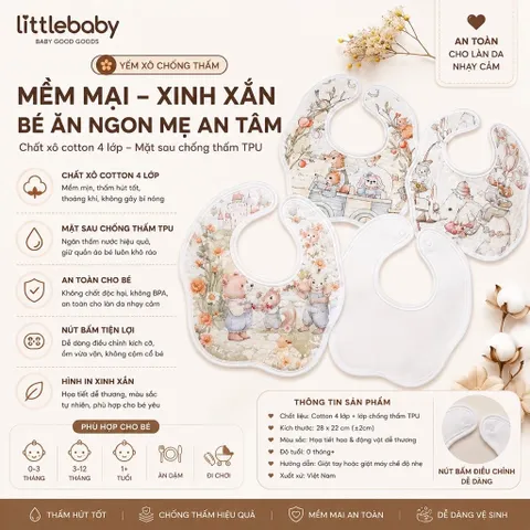 Yếm hoa tròn chống thấm cho bé, phong cách vintage Hàn