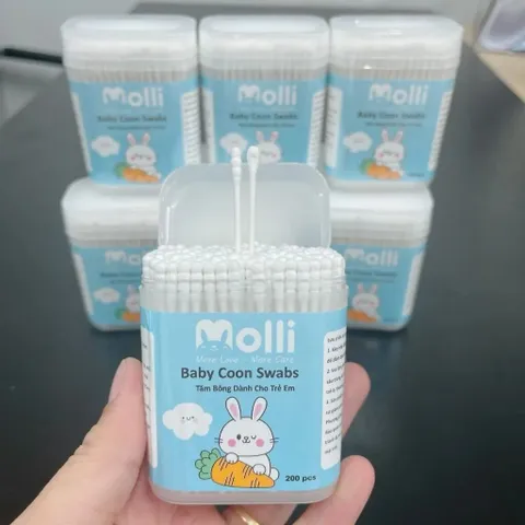 Tăm Bông Molli Cho Bé – Tăm Bông Sơ Sinh Thân Giấy Mềm Mịn An Toàn