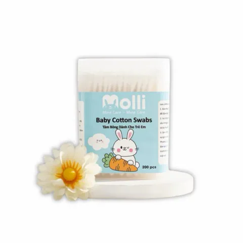 Tăm Bông Molli Cho Bé – Tăm Bông Sơ Sinh Thân Giấy Mềm Mịn An Toàn