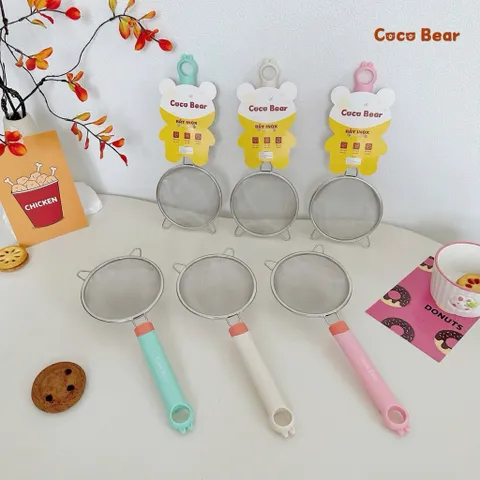 Rây Lọc Cháo Cocobear Chất Liệu Inox Cho Bé Tay Cầm Chắc Chắn, Rây Lọc Thức Ăn Dặm Cho Bé Chịu Nhiệt Cao Coco Bear