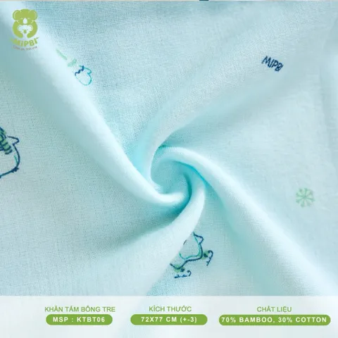 Khăn tắm bông tre Mipbi 6 lớp – siêu mềm mịn, thấm hút nhanh cho bé