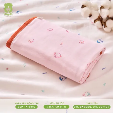 Khăn tắm bông tre Mipbi 6 lớp – siêu mềm mịn, thấm hút nhanh cho bé