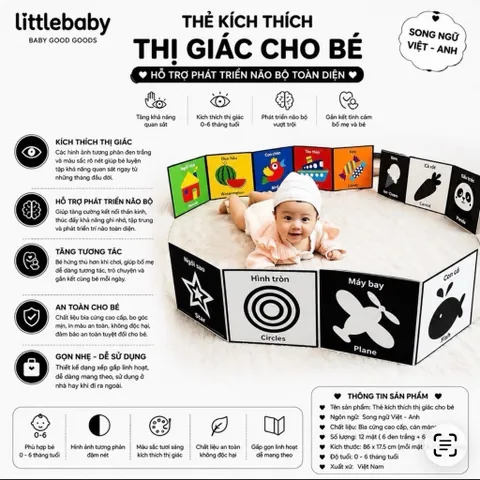Thẻ kích thích thị giác cho bé, hỗ trợ nhận biết màu sắc và chi tiết vật thể