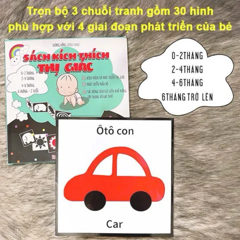 Thẻ kích thích thị giác cho bé, hỗ trợ nhận biết màu sắc và chi tiết vật thể