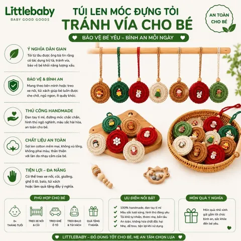 Túi len móc đựng tỏi tránh vía cho bé siêu xinh mẫu mới