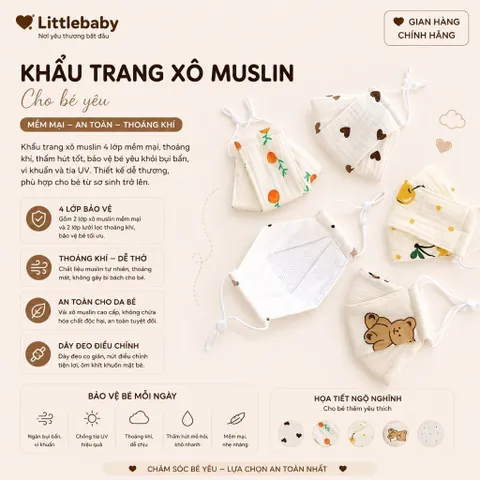 Khẩu trang vải cho bé cao cấp có dây đeo điều chỉnh từ 1 đến 5 tuổi nhiều họa tiết