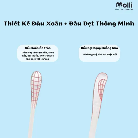 TĂM BÔNG MOLLI CHO BÉ SƠ SINH – MỀM MỊN, DỄ SỬ DỤNG, KHÔNG RƠI BÔNG