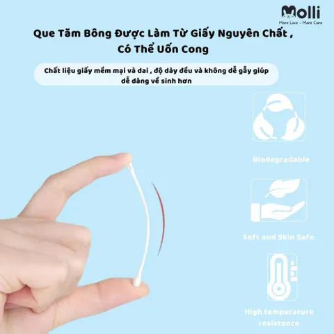 TĂM BÔNG MOLLI CHO BÉ SƠ SINH – MỀM MỊN, DỄ SỬ DỤNG, KHÔNG RƠI BÔNG