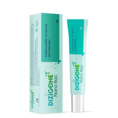 Kem DIZIGONE Nano Bạc - Kem kháng khuẩn, lành thương, tái tạo da, ngăn ngừa sẹo 25g