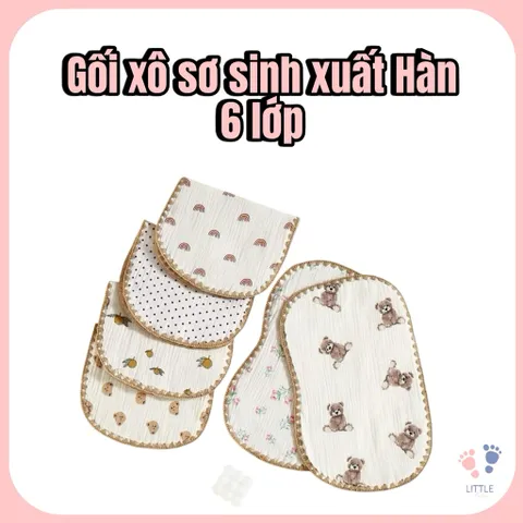 Gối xô sơ sinh xuất Hàn 6 lớp màu nud cho bé siêu xinh
