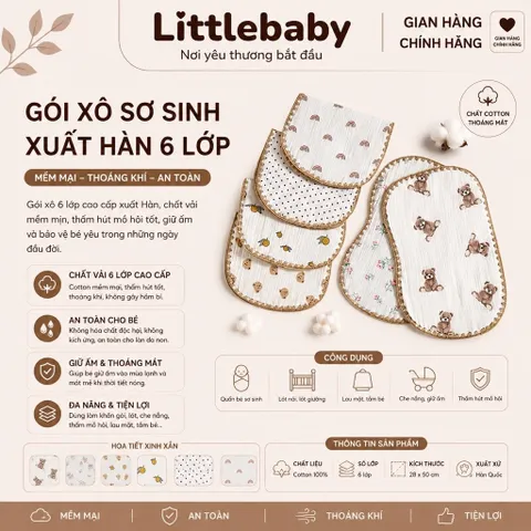 Gối xô sơ sinh xuất Hàn 6 lớp màu nud cho bé siêu xinh